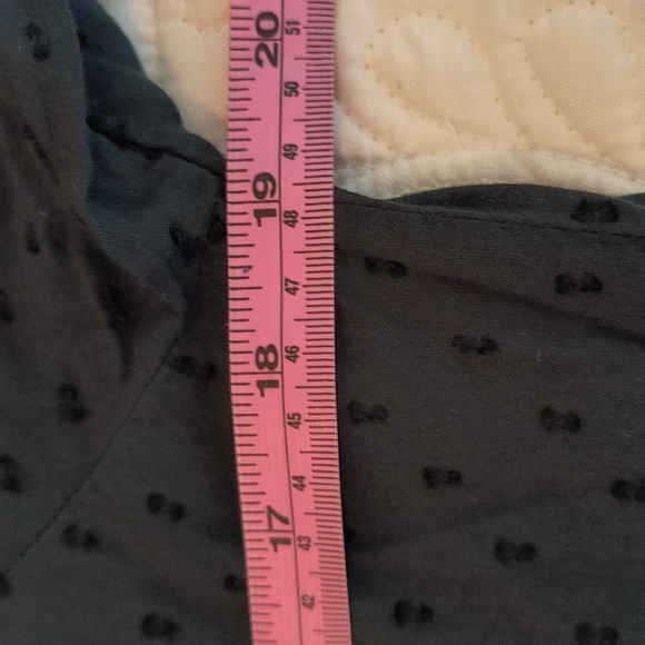 Blue Rain Black swiss dot Peplum hem long sleeve boho top size M - Picture 9 of 11